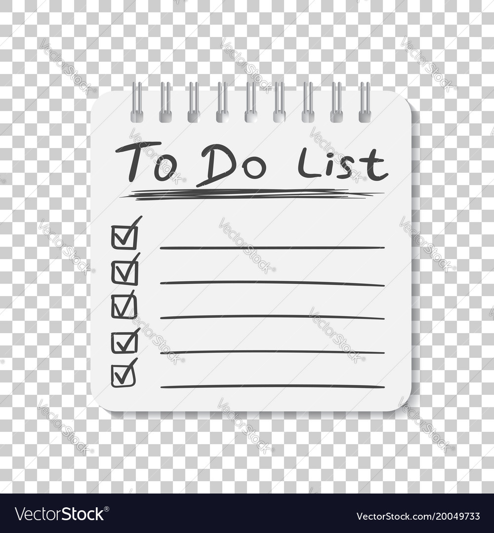 Realistic notepad with spiral to do list icon