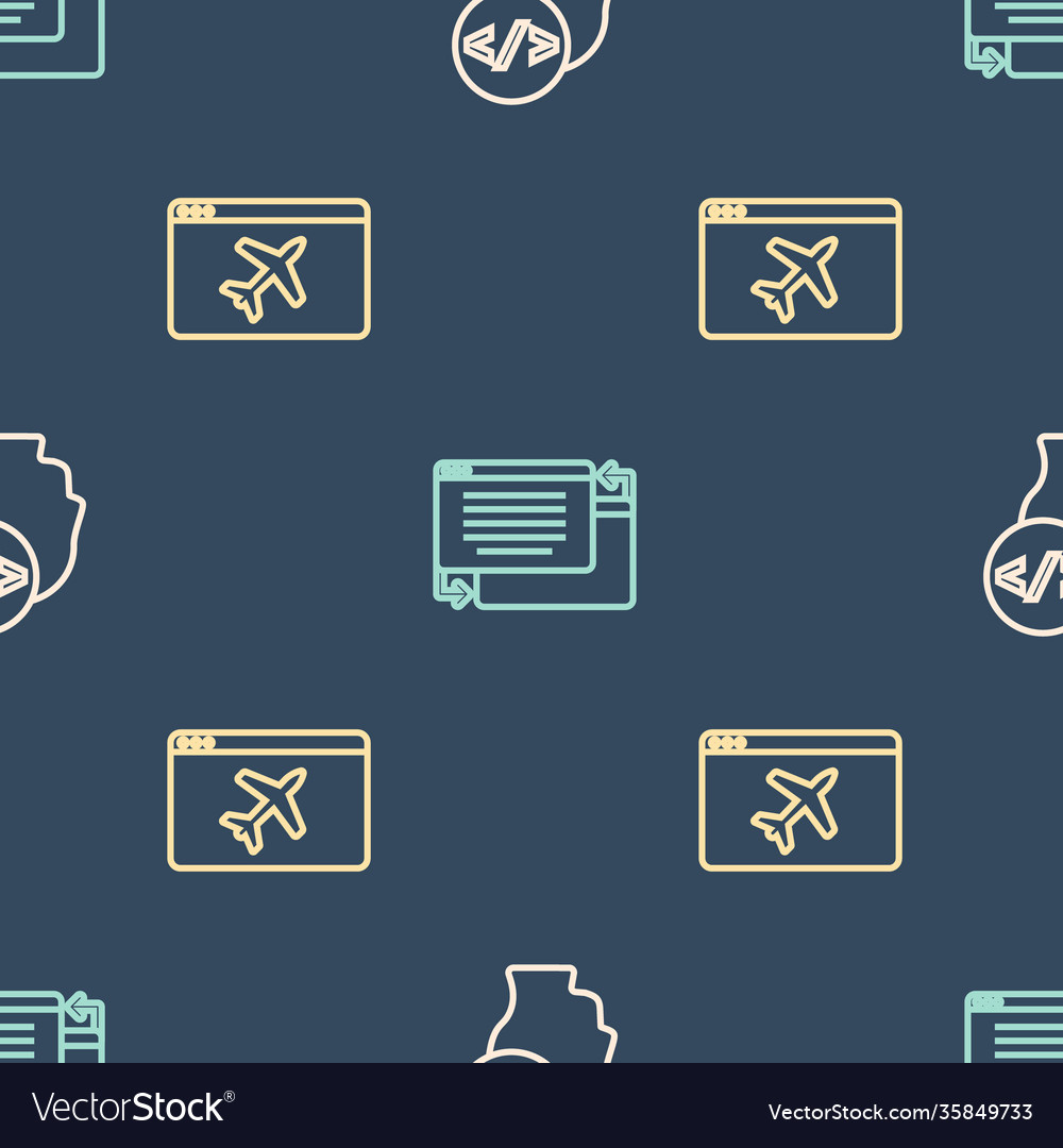 Set line front end development website template vector image Set line front end development website template