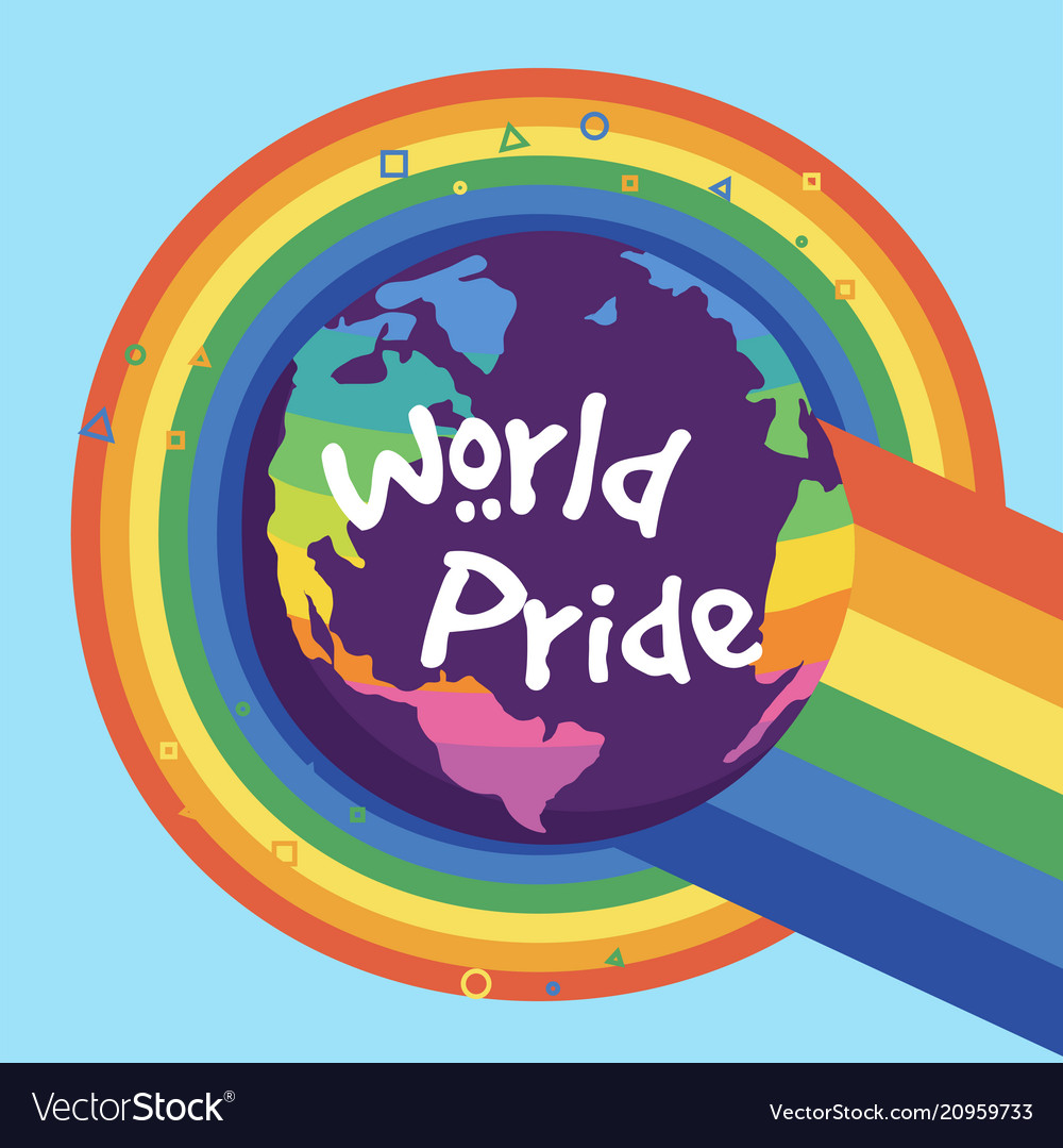 World pride earth rainbow circle background Vector Image