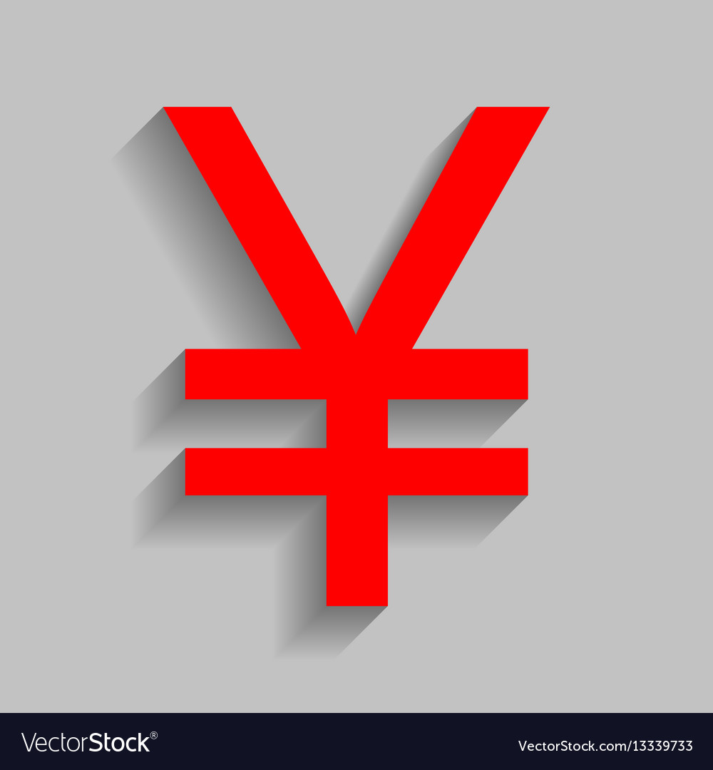 Yen sign red icon with soft shadow