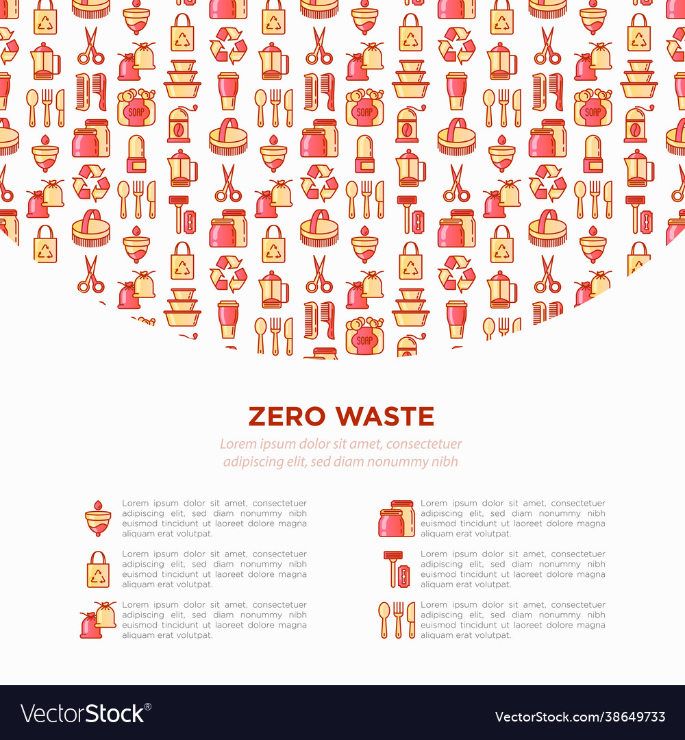 Zero waste concept with thin line icons menstrual