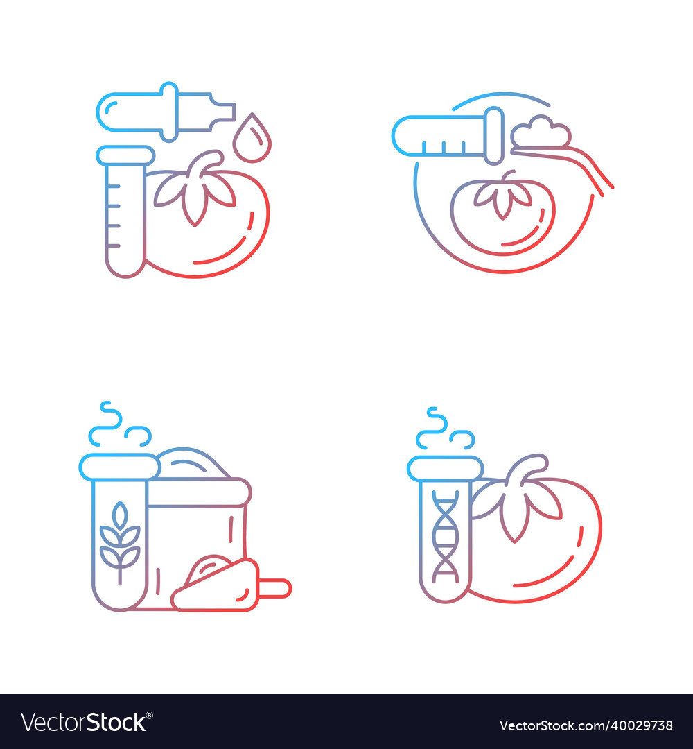 Artificial food additives gradient linear icons vector image Artificial food additives gradient linear icons