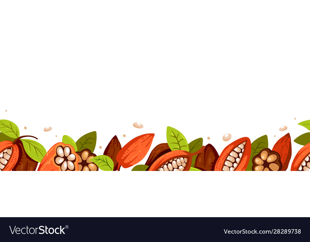 Cocoa beans seamless pattern horizontal banner