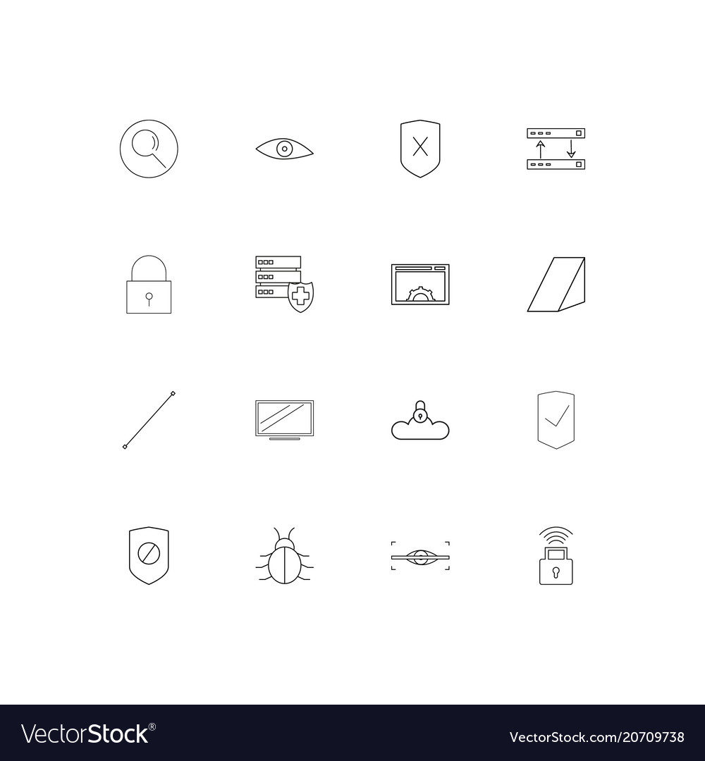 Internet security simple linear icons set