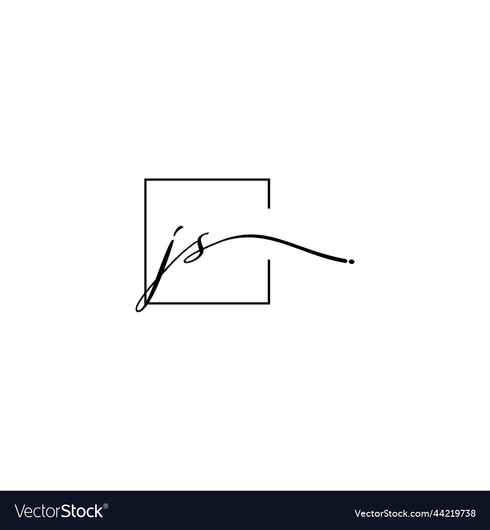Js signature square logo initial concept vector image Js signature square logo initial concept