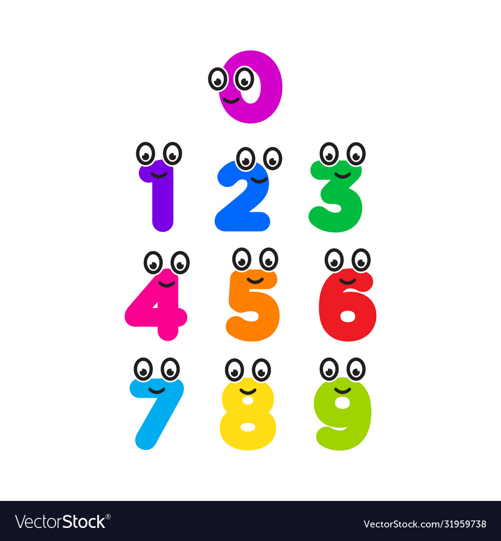 Number education funny colorful cartoon Royalty Free Vector