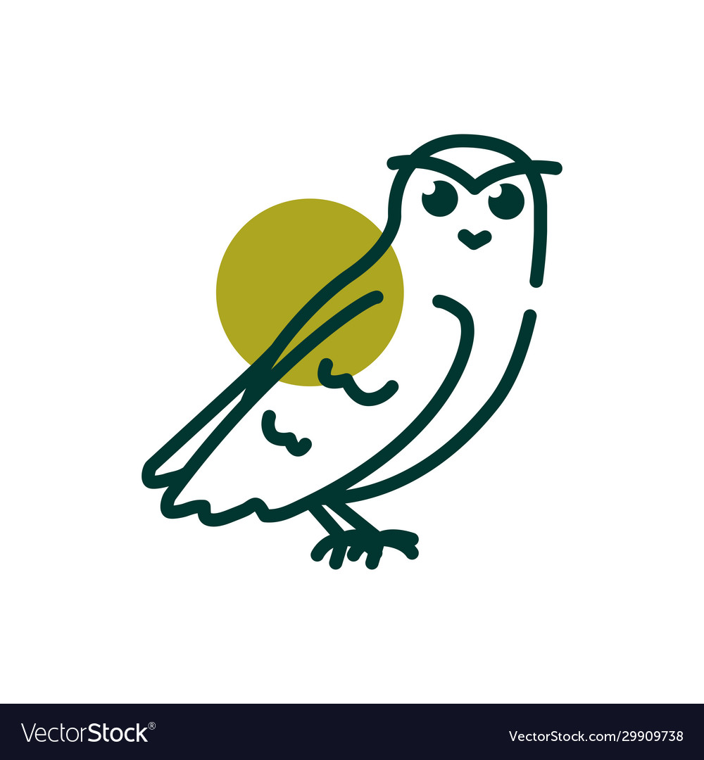 Owl half line color style icon design