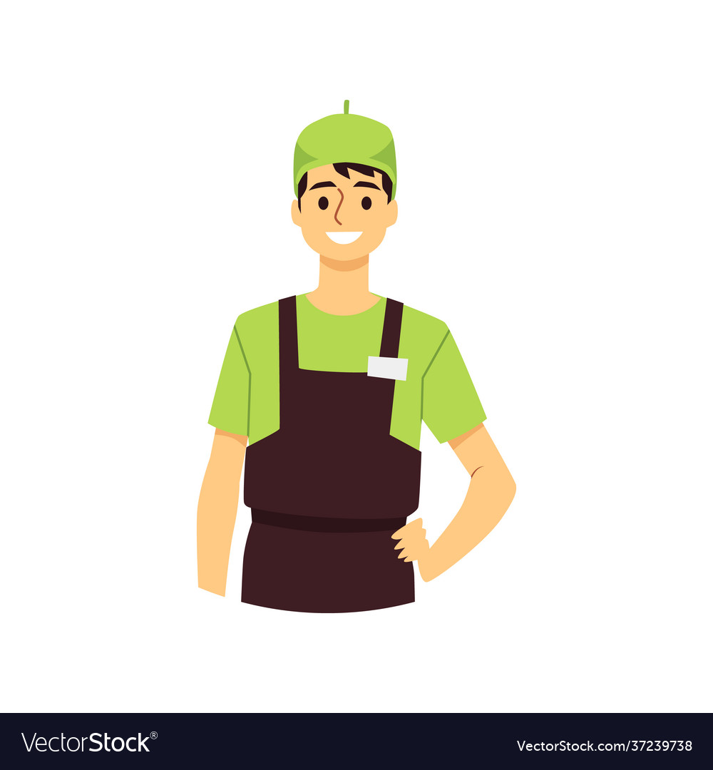 Portrait waiter or fast food cafe worker flat