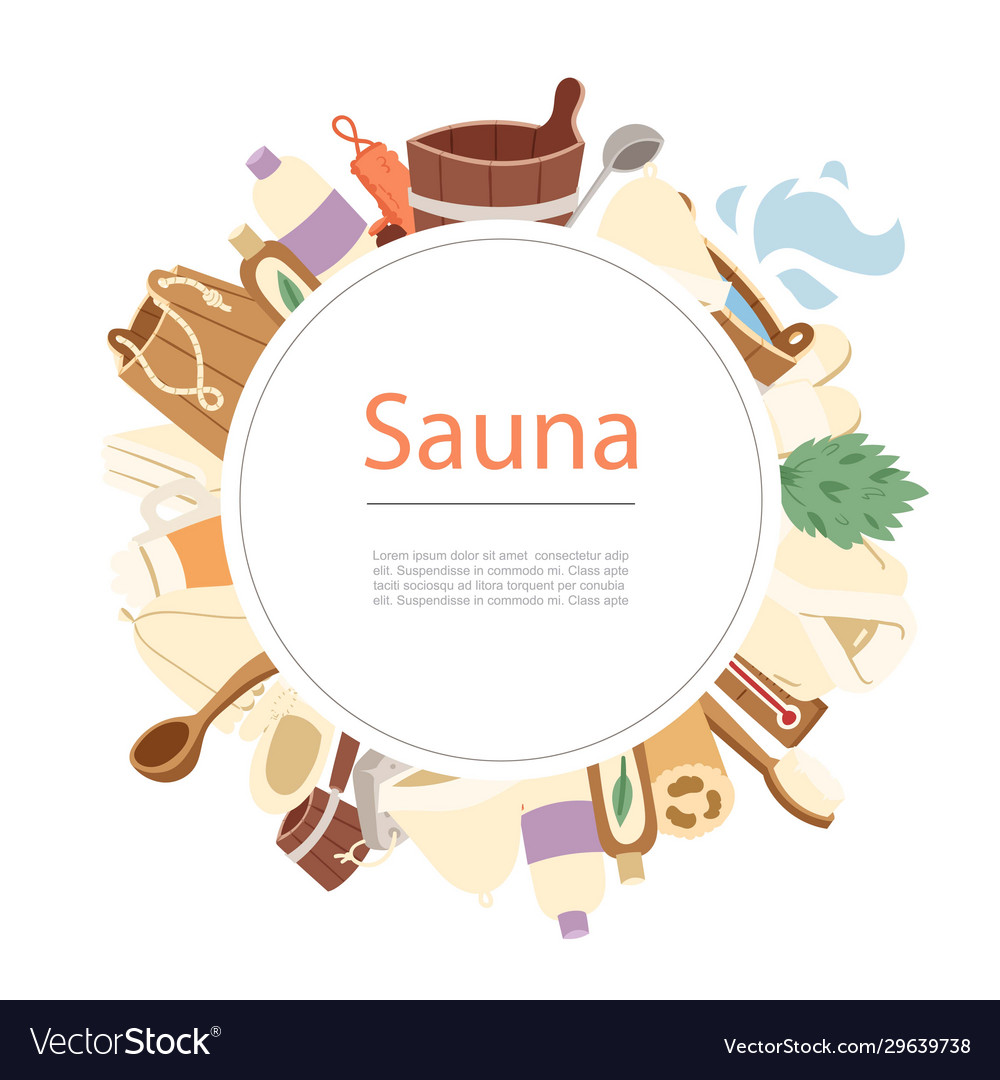 Sauna spa and bath accessories circle banner