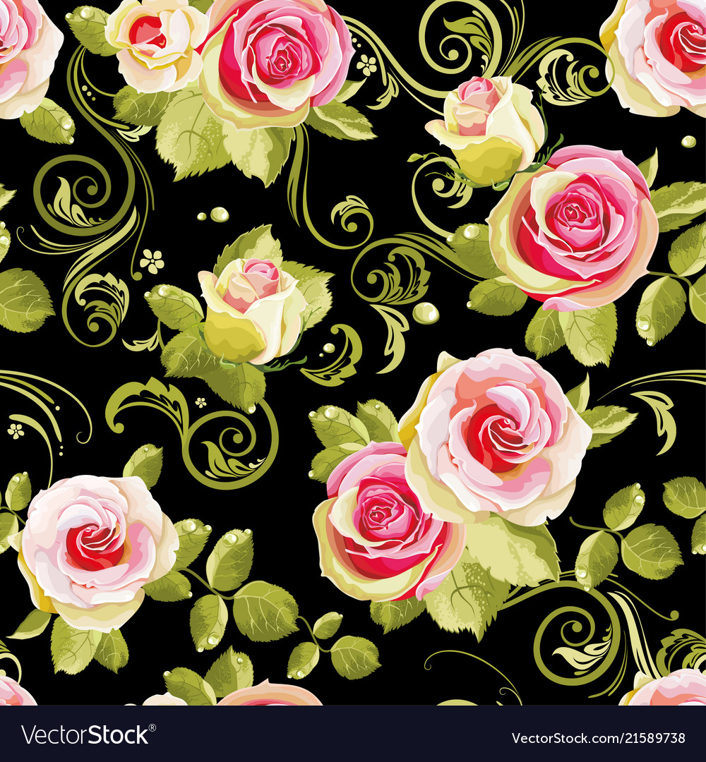 Seamless floral pattern with roses