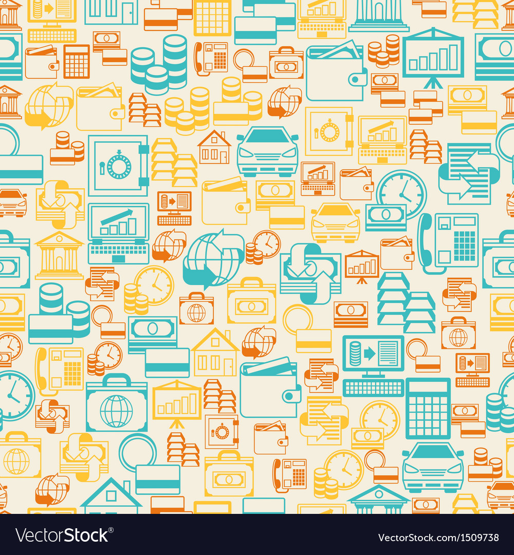 Seamless pattern of banking icons