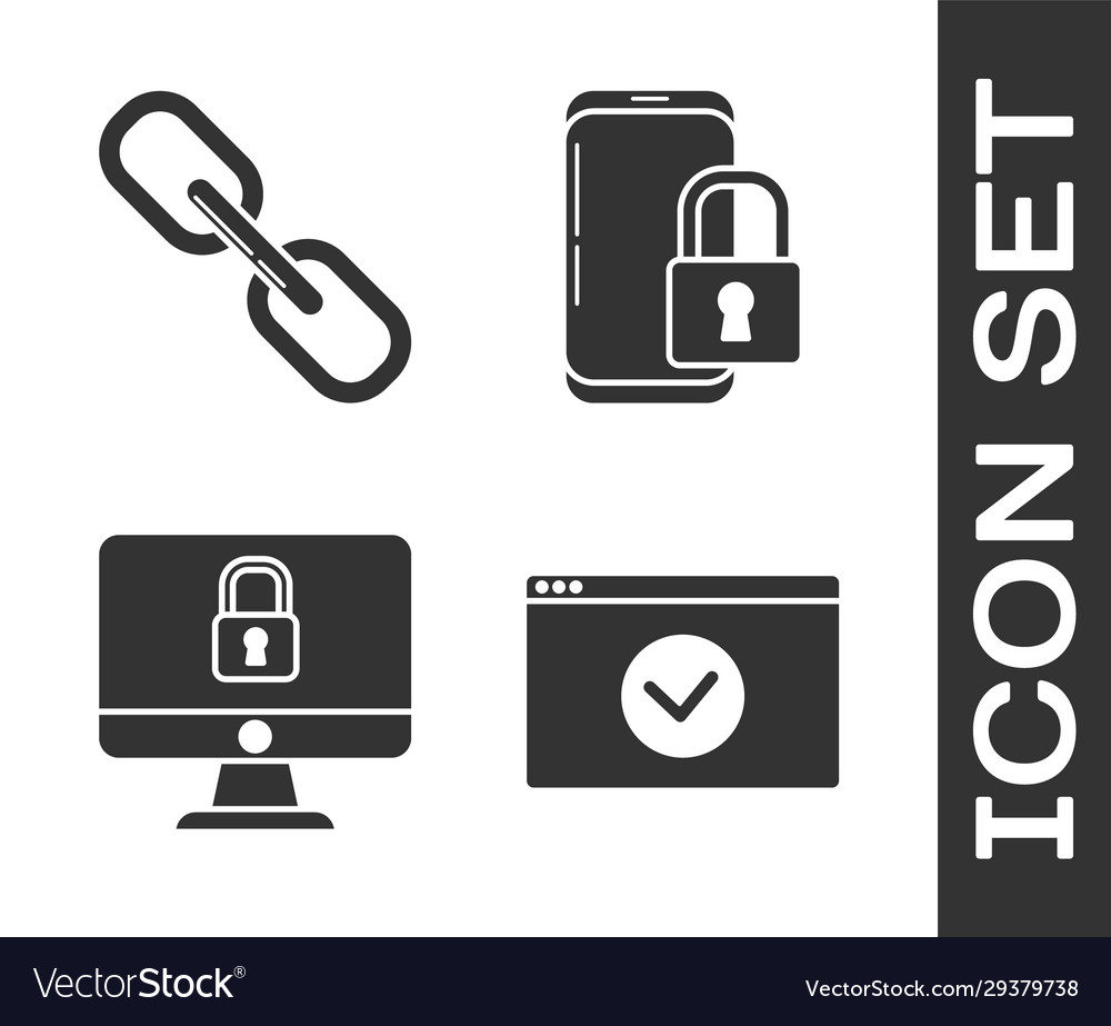 Set secure your site with https ssl chain link vector image Set secure your site with https ssl chain link