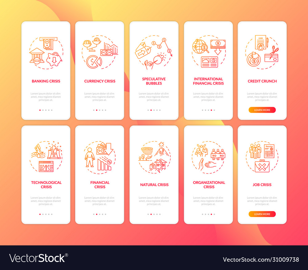 World crisis onboarding mobile app page screen