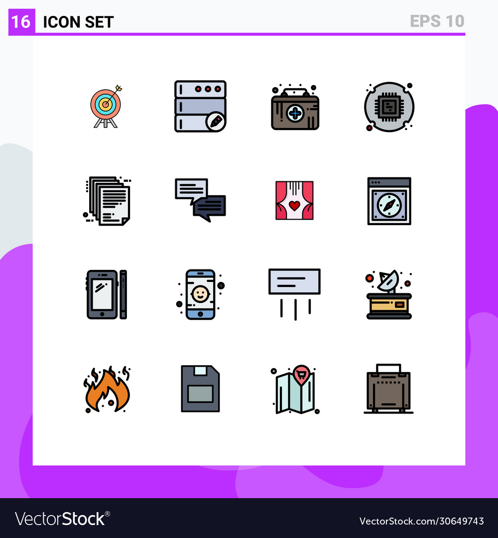 16 user interface flat color filled line pack