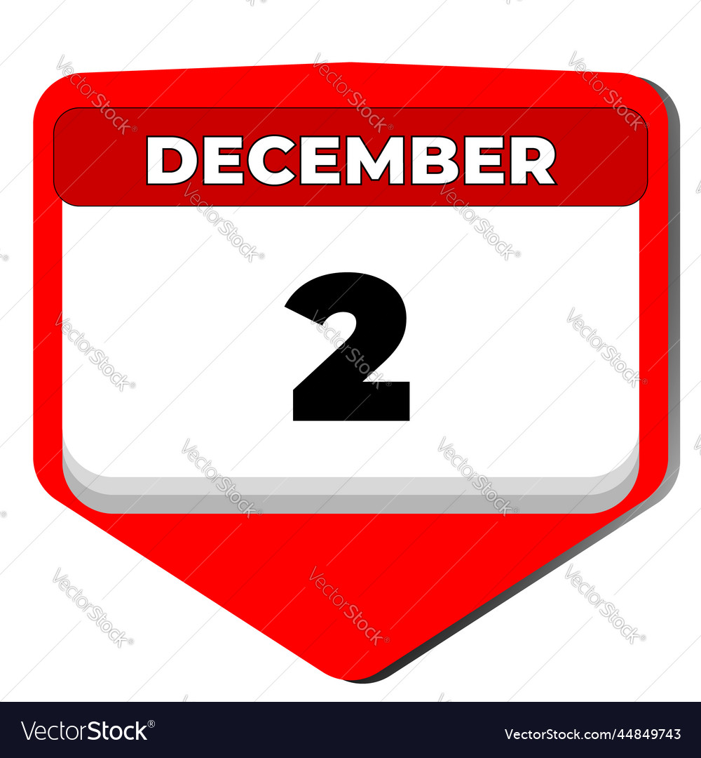 2 december icon calendar day 2 date of Royalty Free Vector