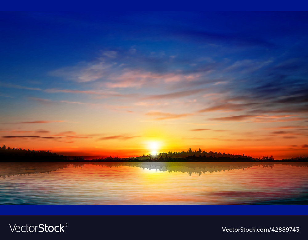 Abstract spring background with forest lake
