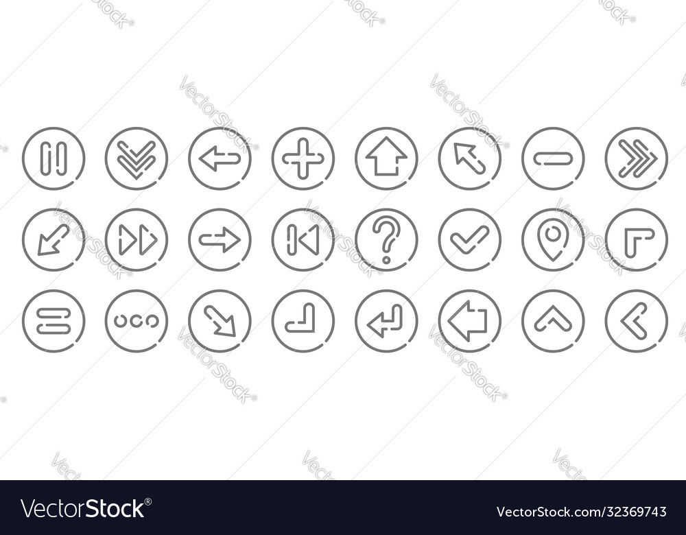 Arrow line icons linear set quality