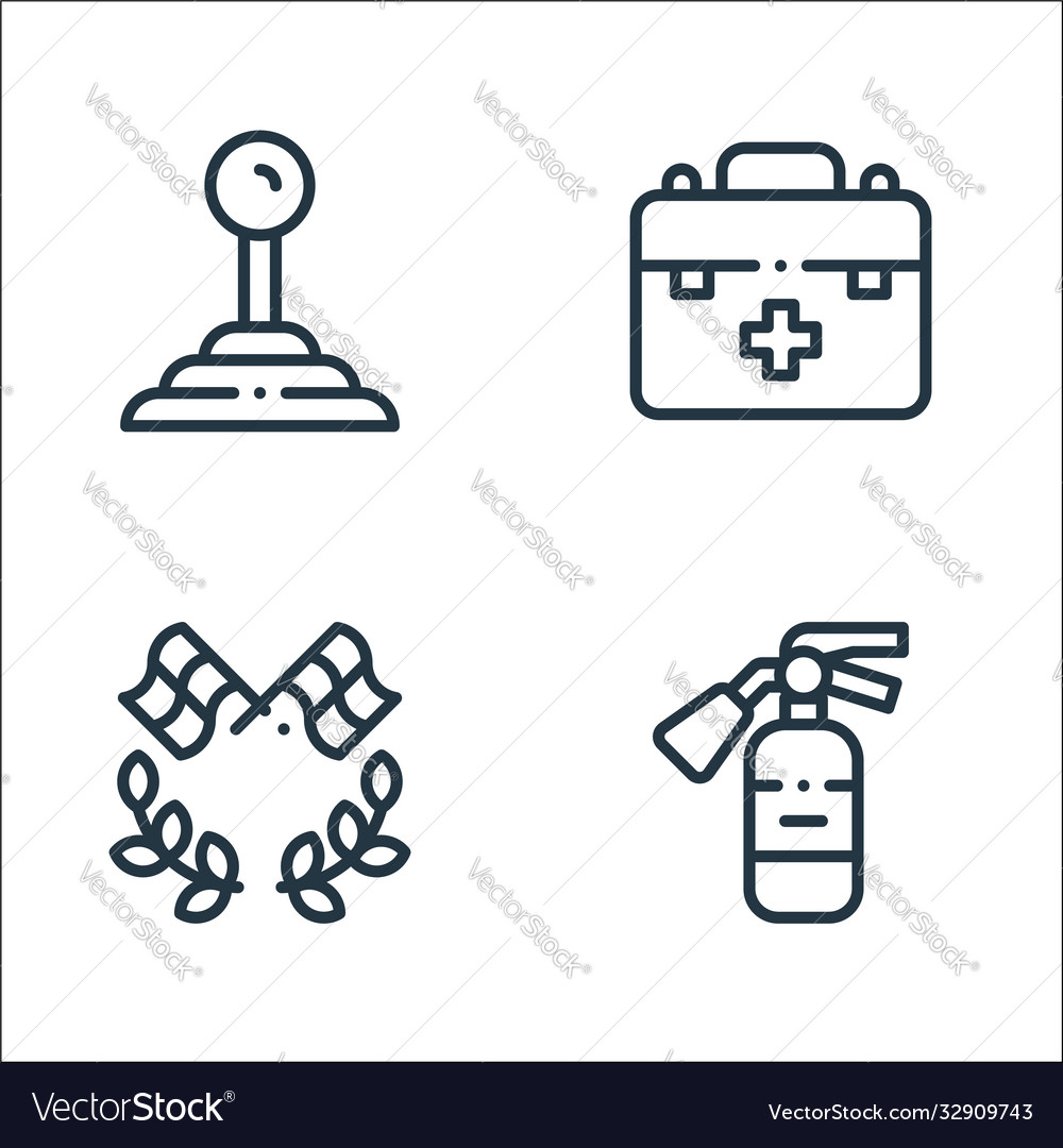 Autoracing line icons linear set quality vector image Autoracing line icons linear set quality
