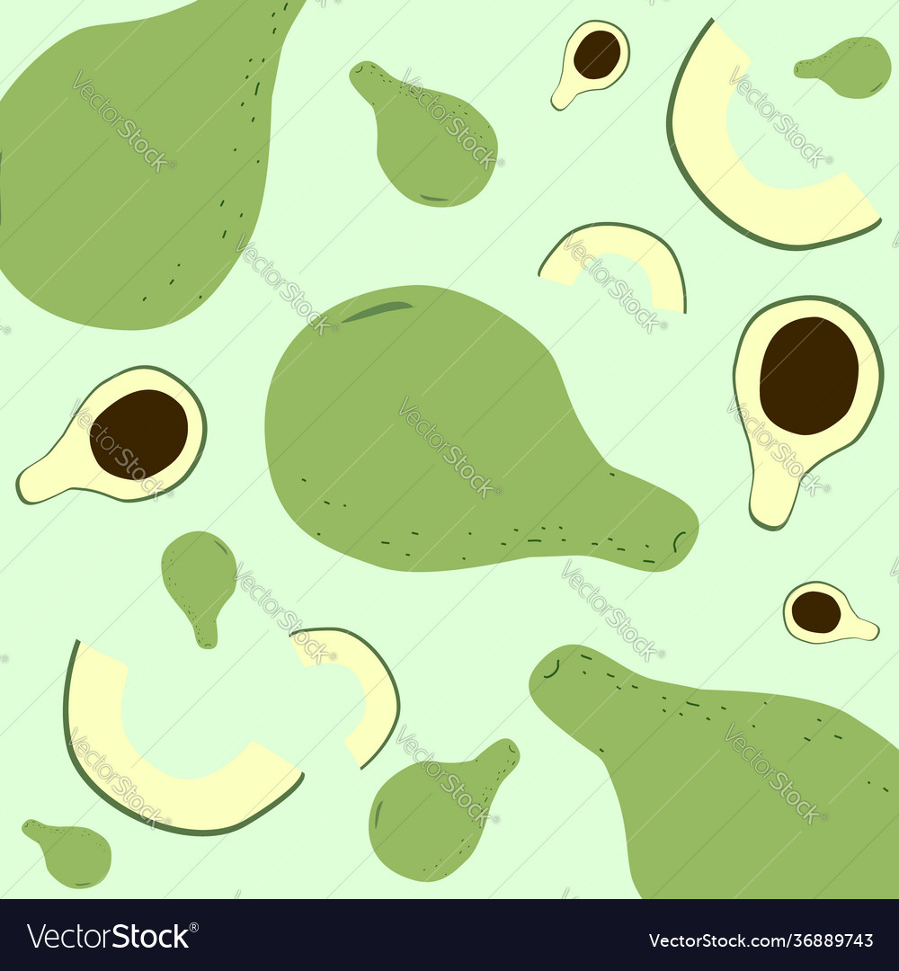 Avocado pattern background vector image Avocado pattern background