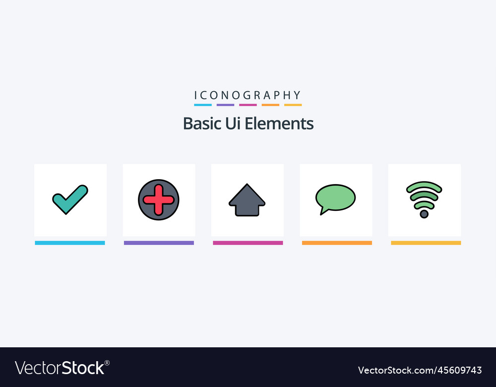 Basic ui elements line filled 5 icon pack