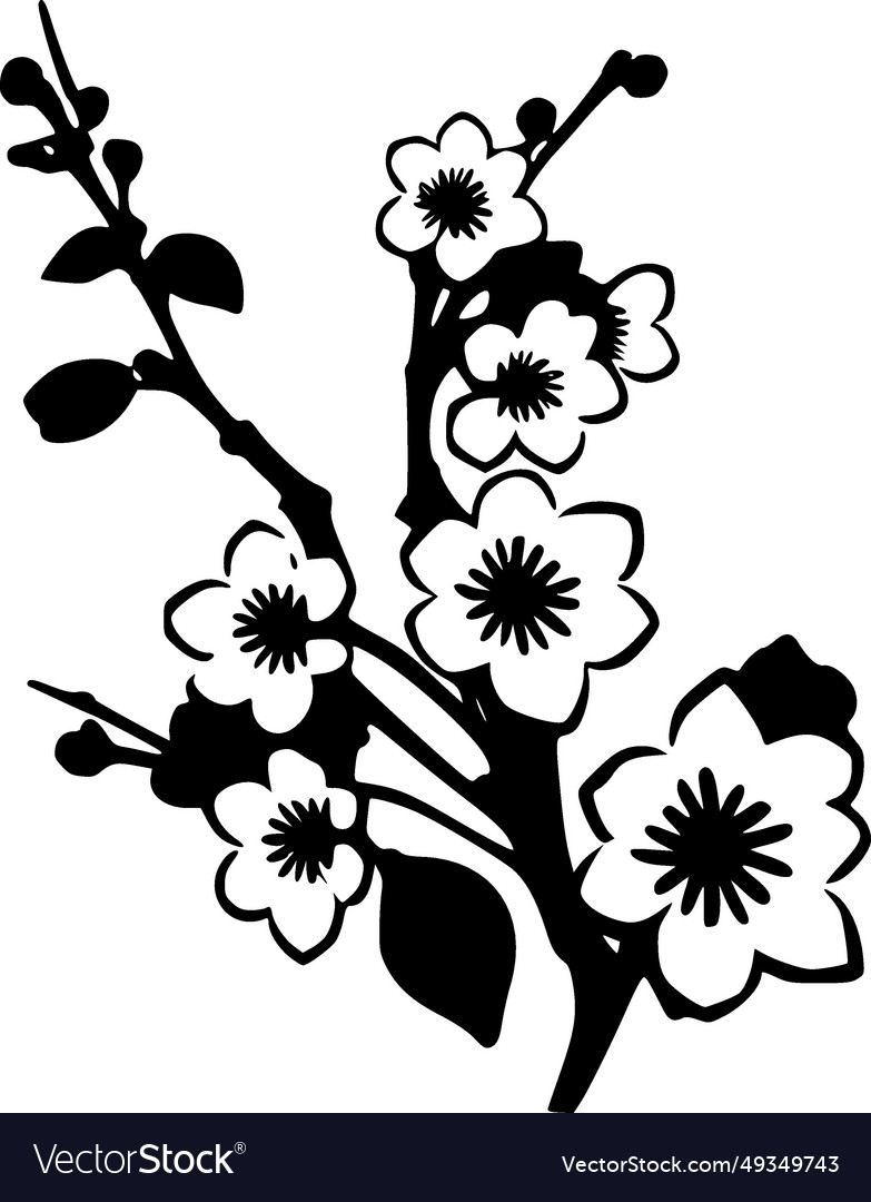 Cherry blossom - black and white Royalty Free Vector Image