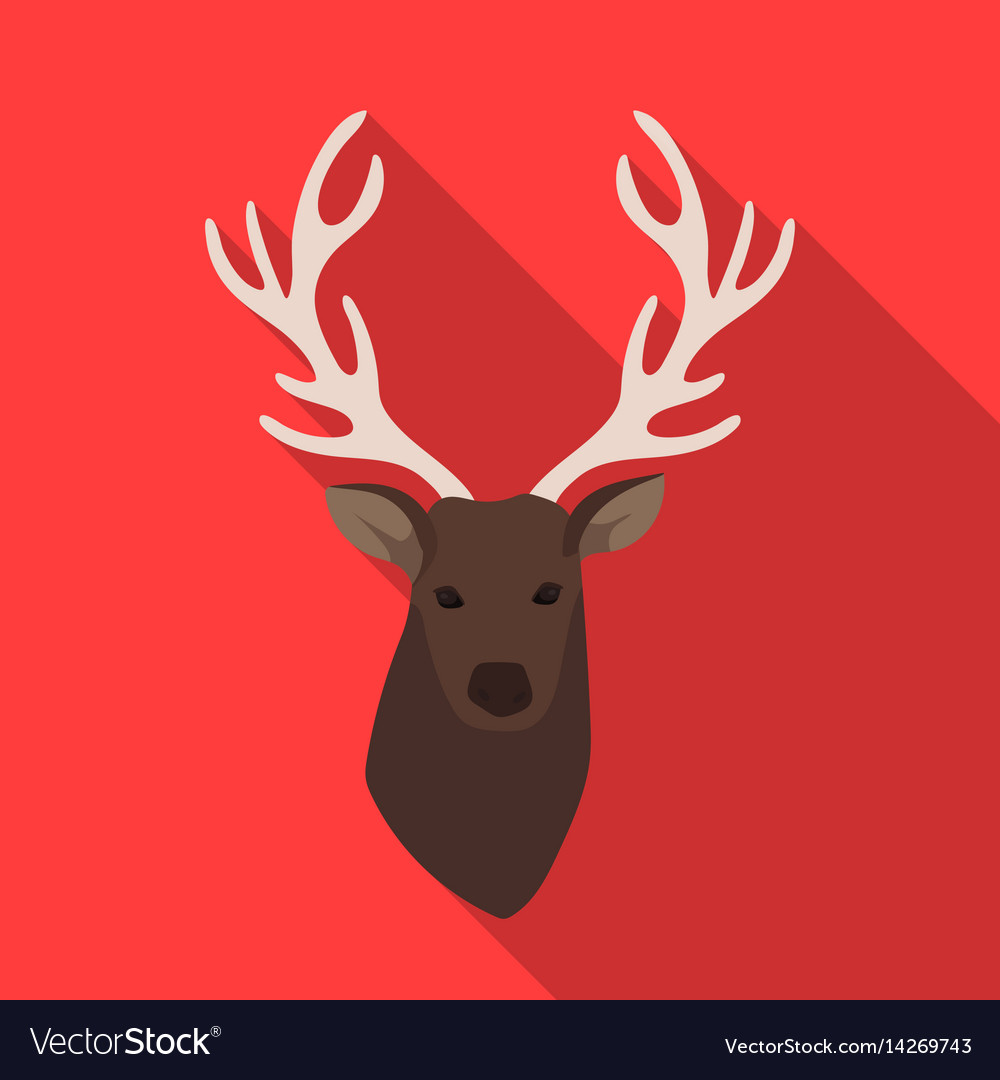 Deer head icon in flat style isolated on white Vector Image