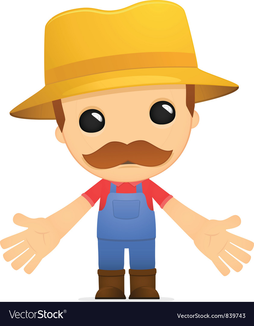 Funny cartoon farmer Royalty Free Vector Image