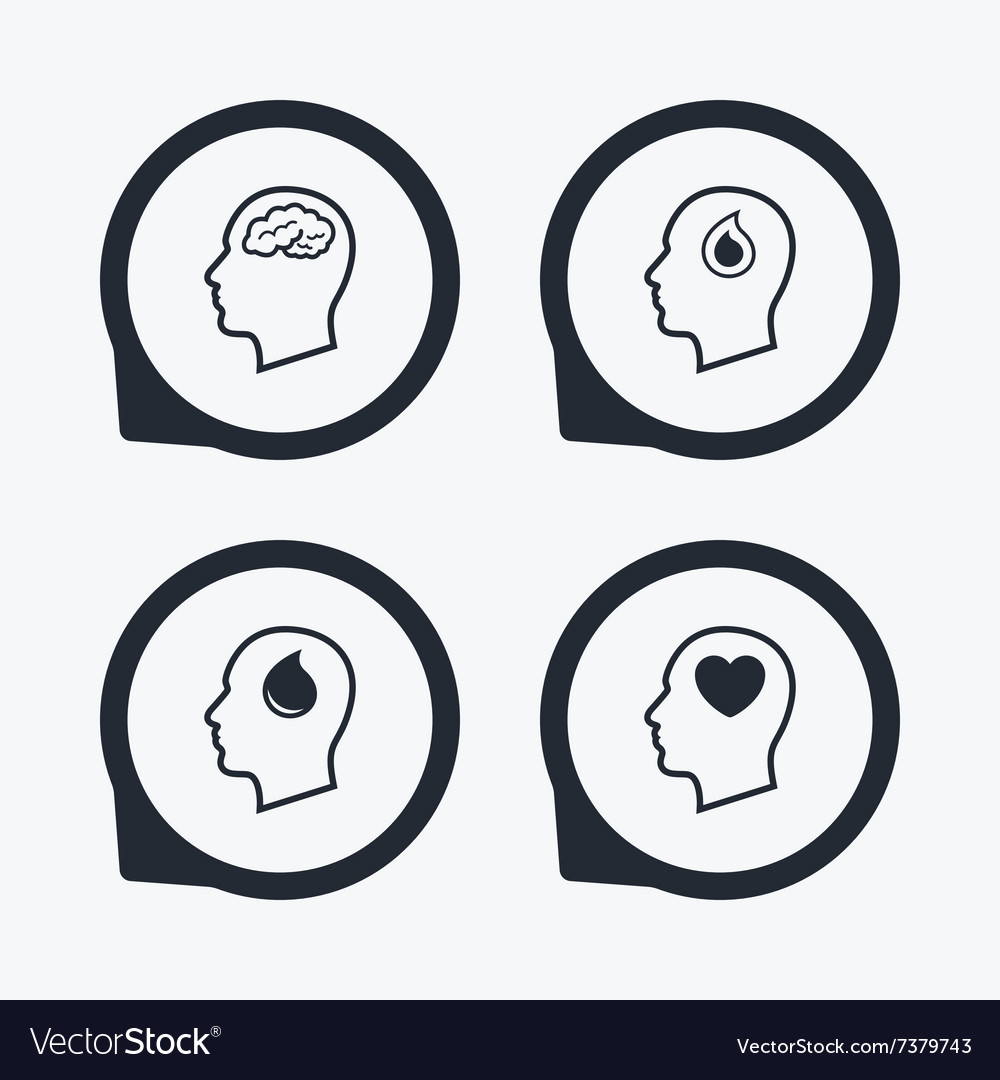 Head with brain icon male human symbols