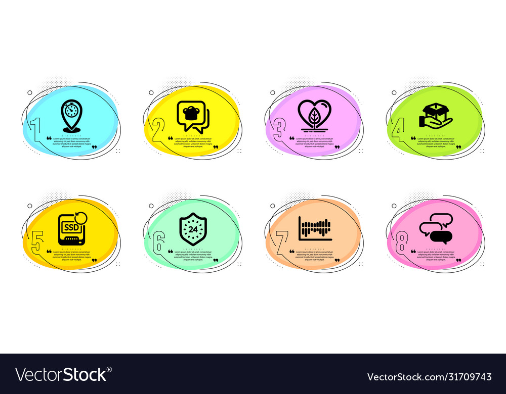 Hold box 24 hours and timer icons set talk
