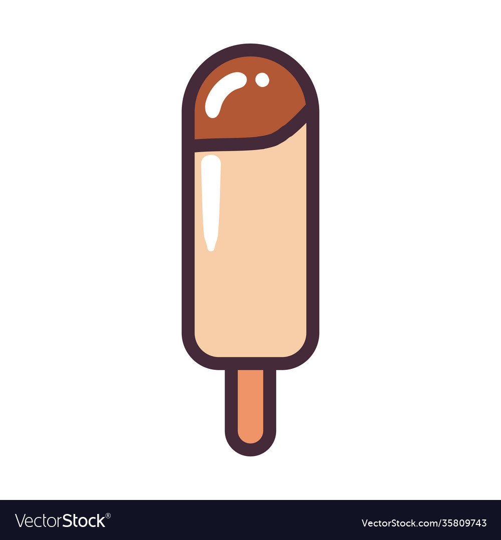 Ice cream with stick and line fill style