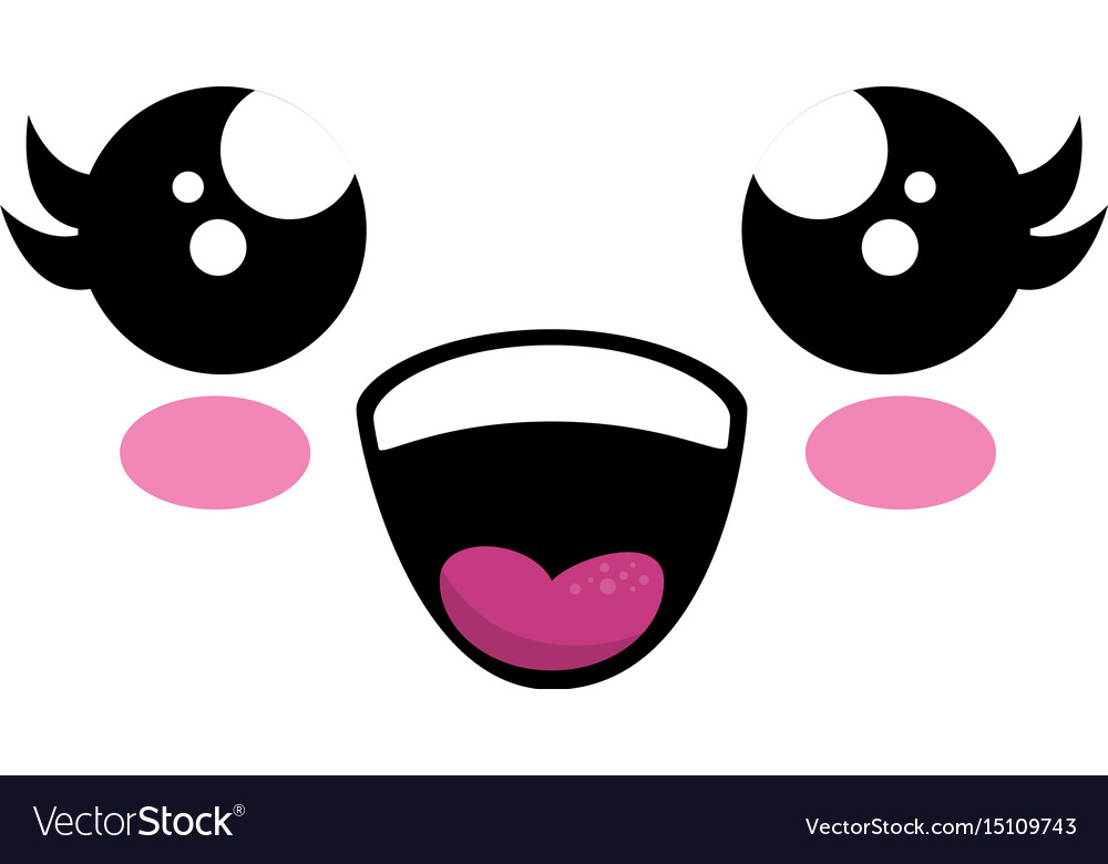 Kawaii cartoon face Royalty Free Vector Image - VectorStock