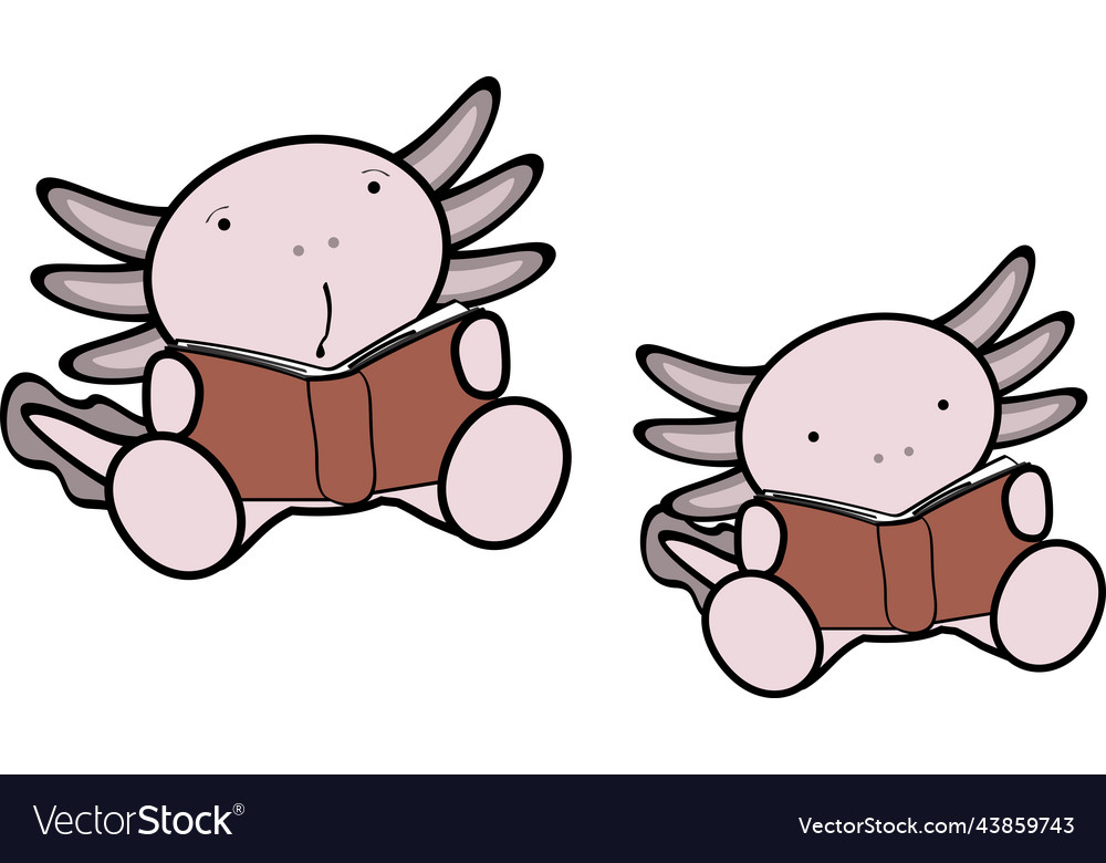 Learning cute baby axolotl character cartoon Vector Image Learning cute baby axolotl character cartoon Vector Image