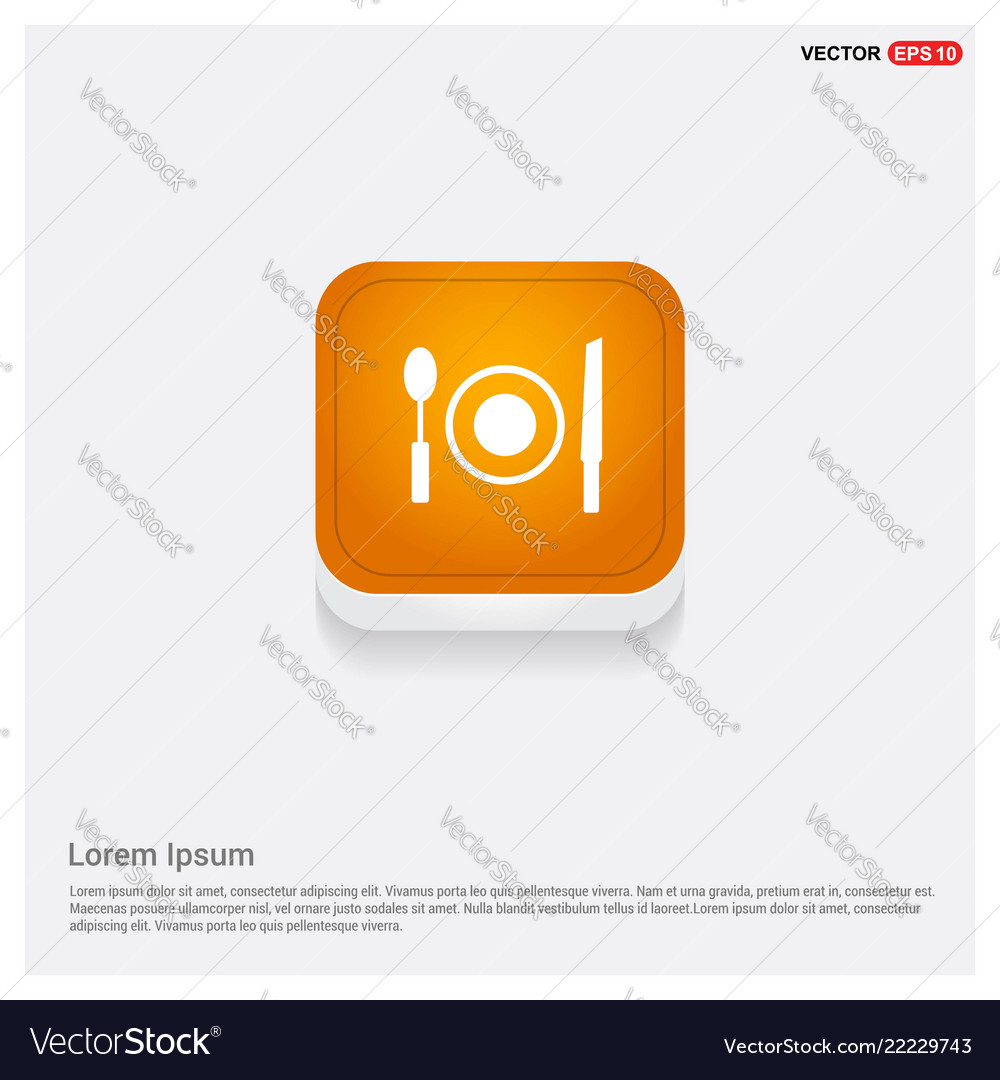 Lunch time icon orange abstract web button