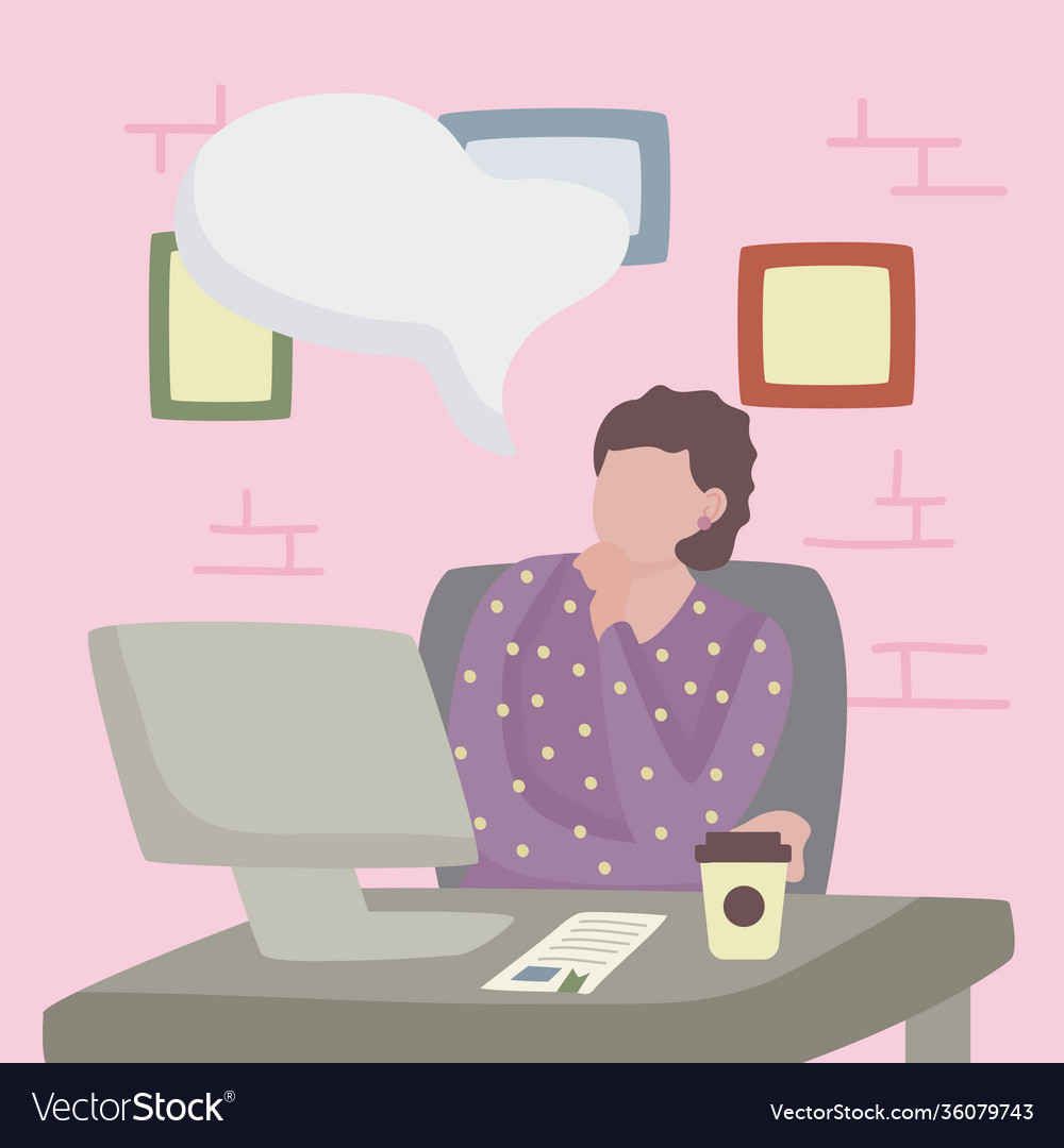 Man dreaming in workplace with desktop