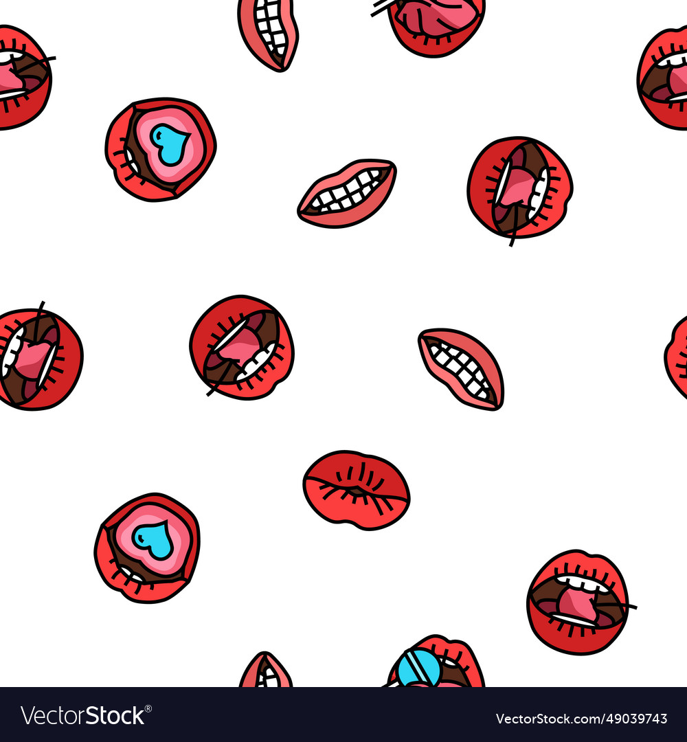 Mouth character animation seamless pattern vector image Mouth character animation seamless pattern