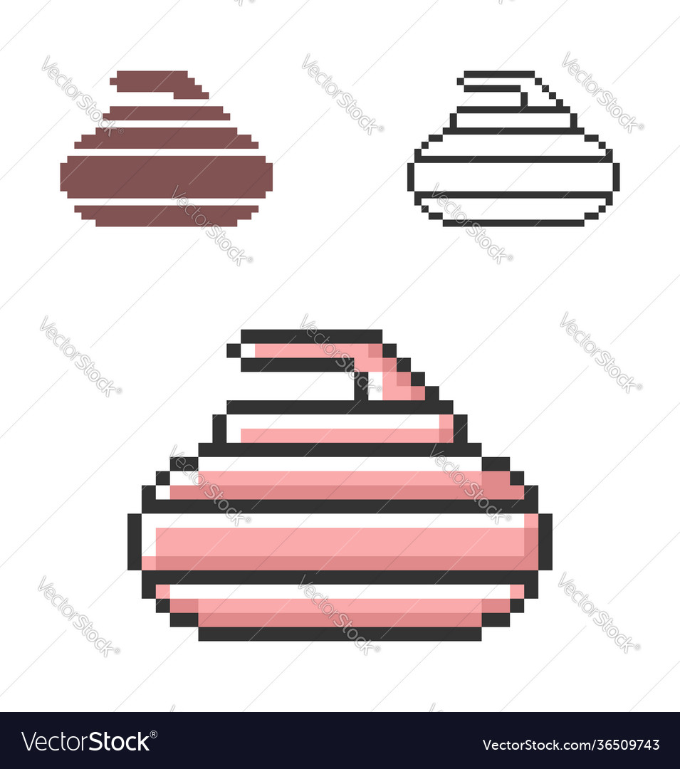 Pixel icon curling stone in three variants