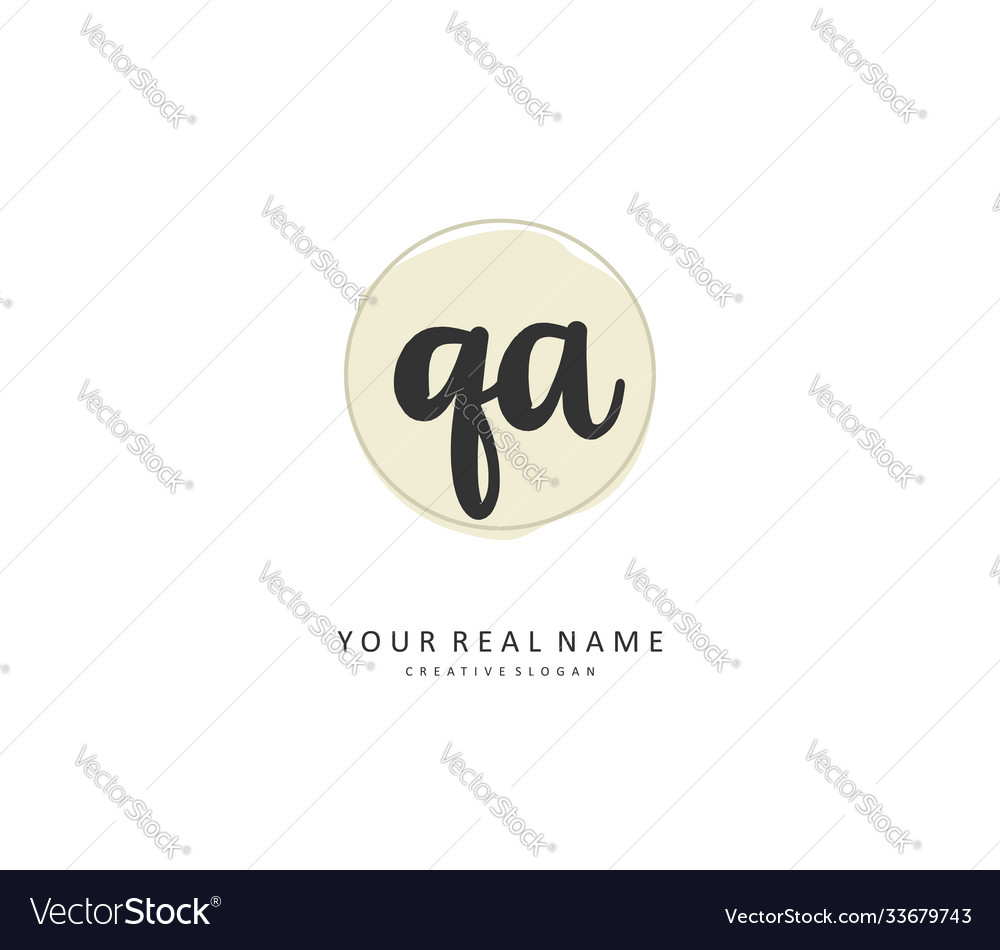 Q a qa initial letter handwriting and signature