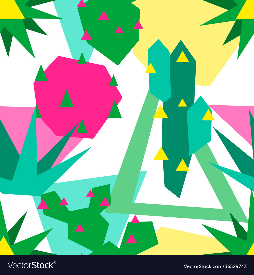 Seamless pattern with cacti and succulents