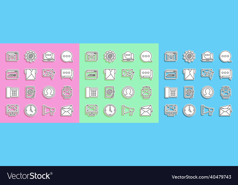 Set line envelope mobile and speech vector image Set line envelope mobile and speech