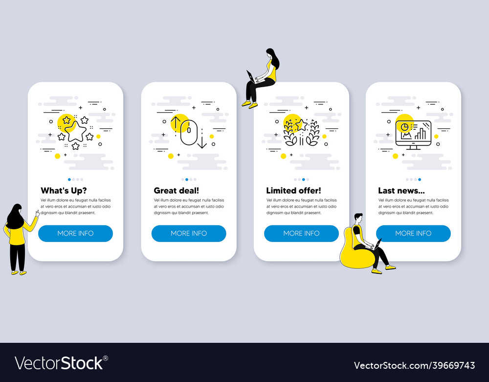 Set of technology icons such as scroll down