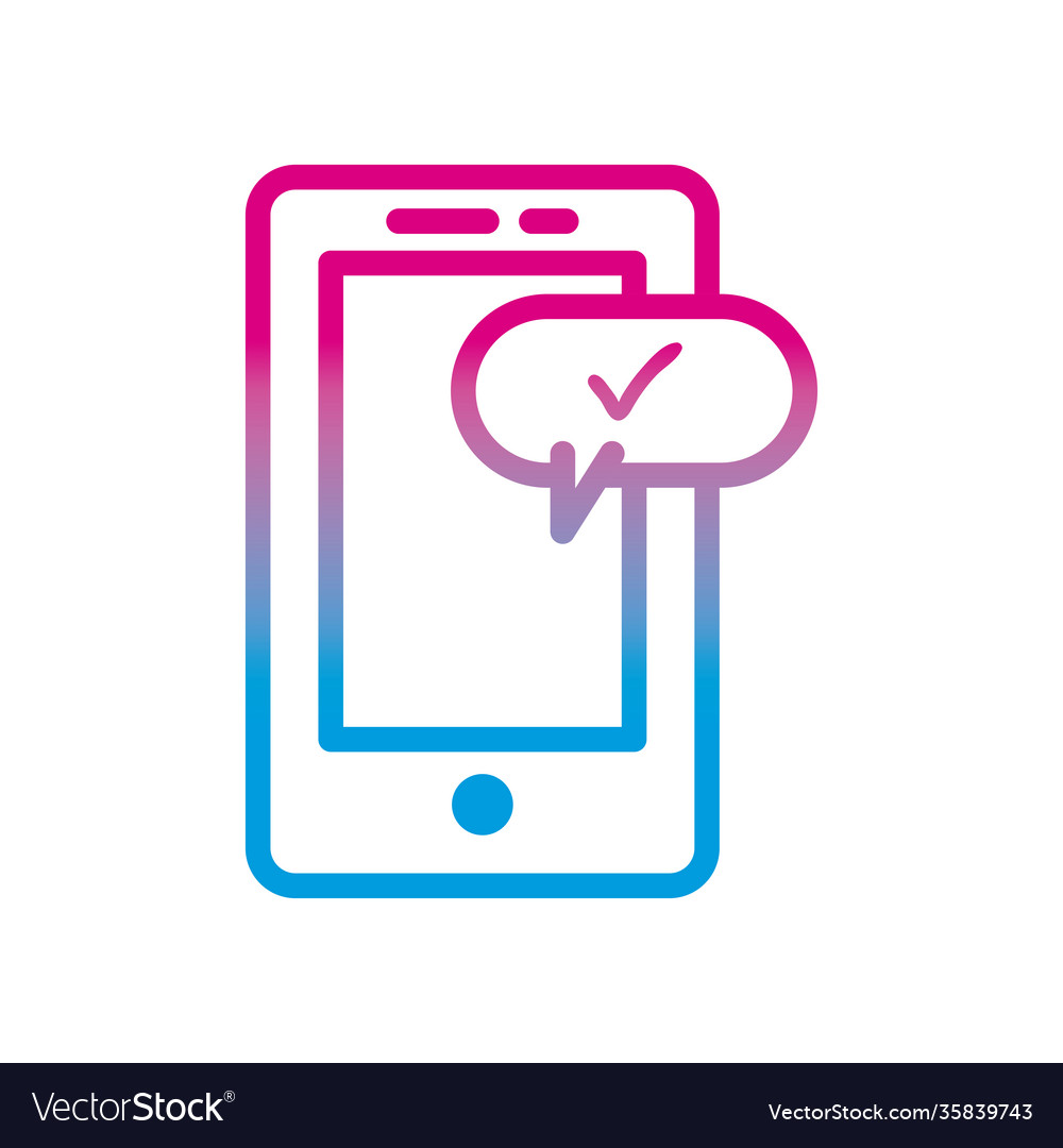 Smartphone with check mark bubble gradient style