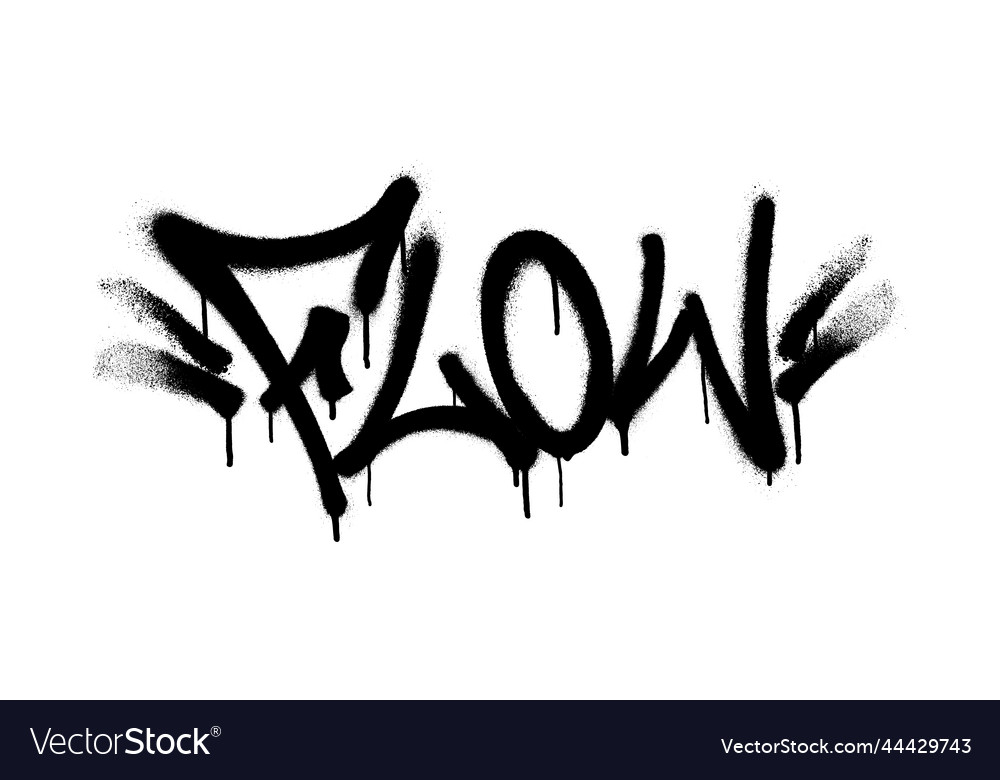 Sprayed flow font graffiti with overspray in black