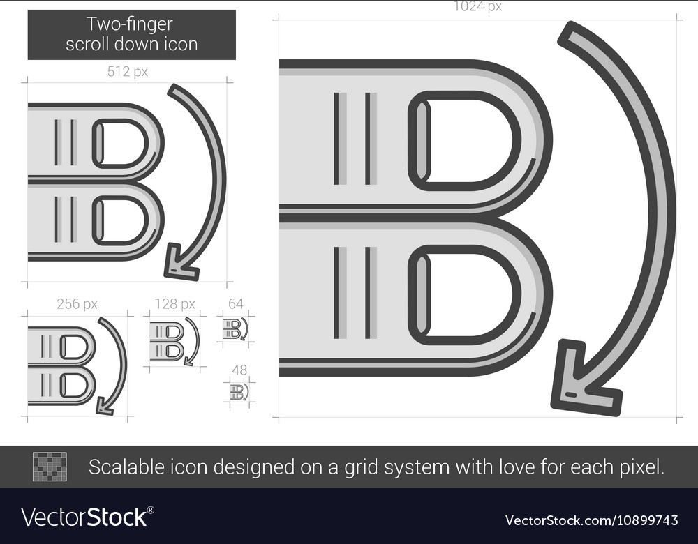 Two-finger scroll down line icon