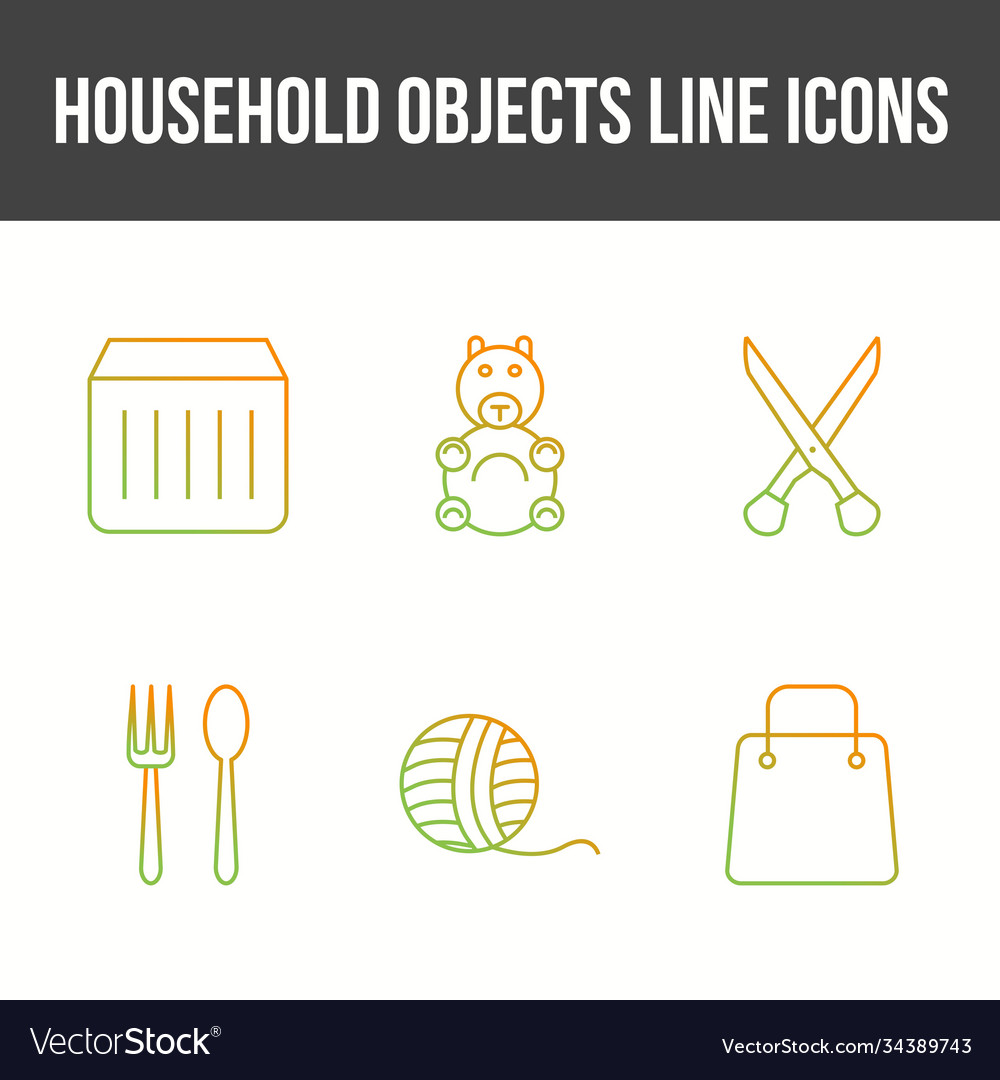 Unique household objects icon set
