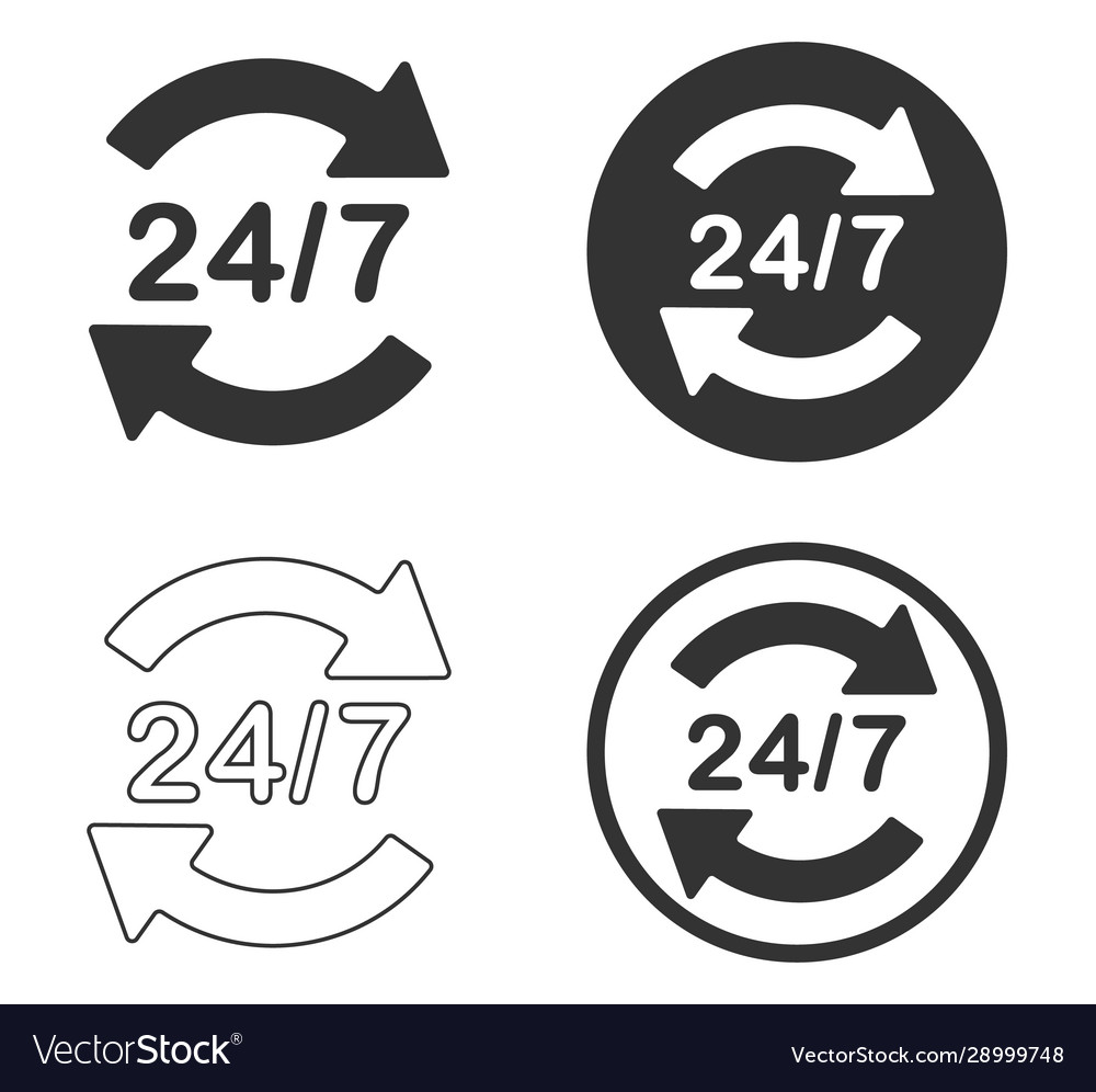 24 7 service open h hours a day and days vector image 24 7 service open h hours a day and days