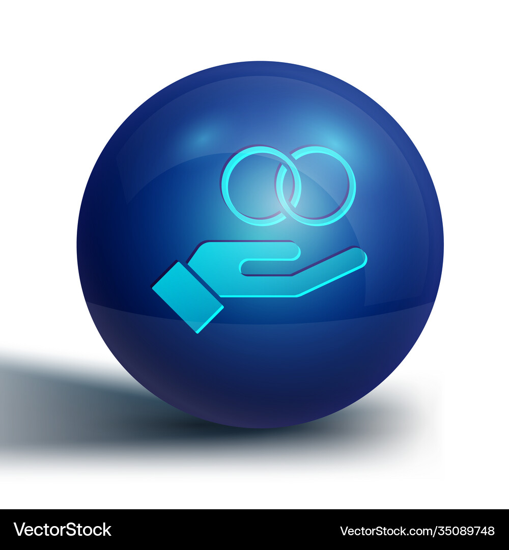 Blue wedding rings icon isolated on white Vector Image