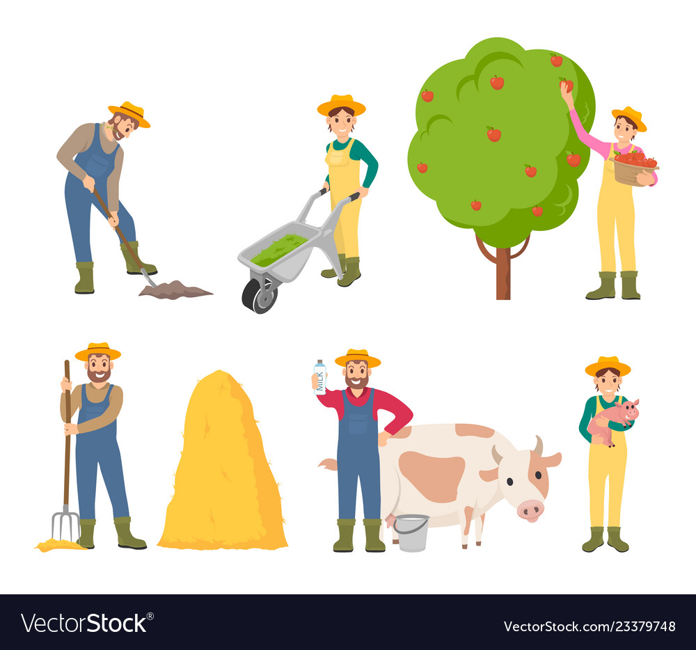 Farmer with Livestock and Produce