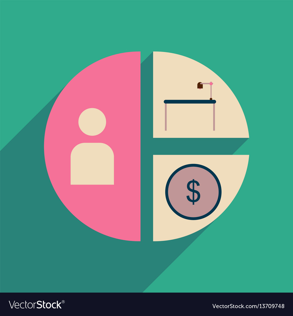 Flat web icon with long shadow time money chart