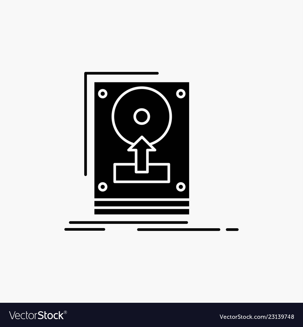 Install drive hdd save upload glyph icon isolated vector image Install drive hdd save upload glyph icon isolated