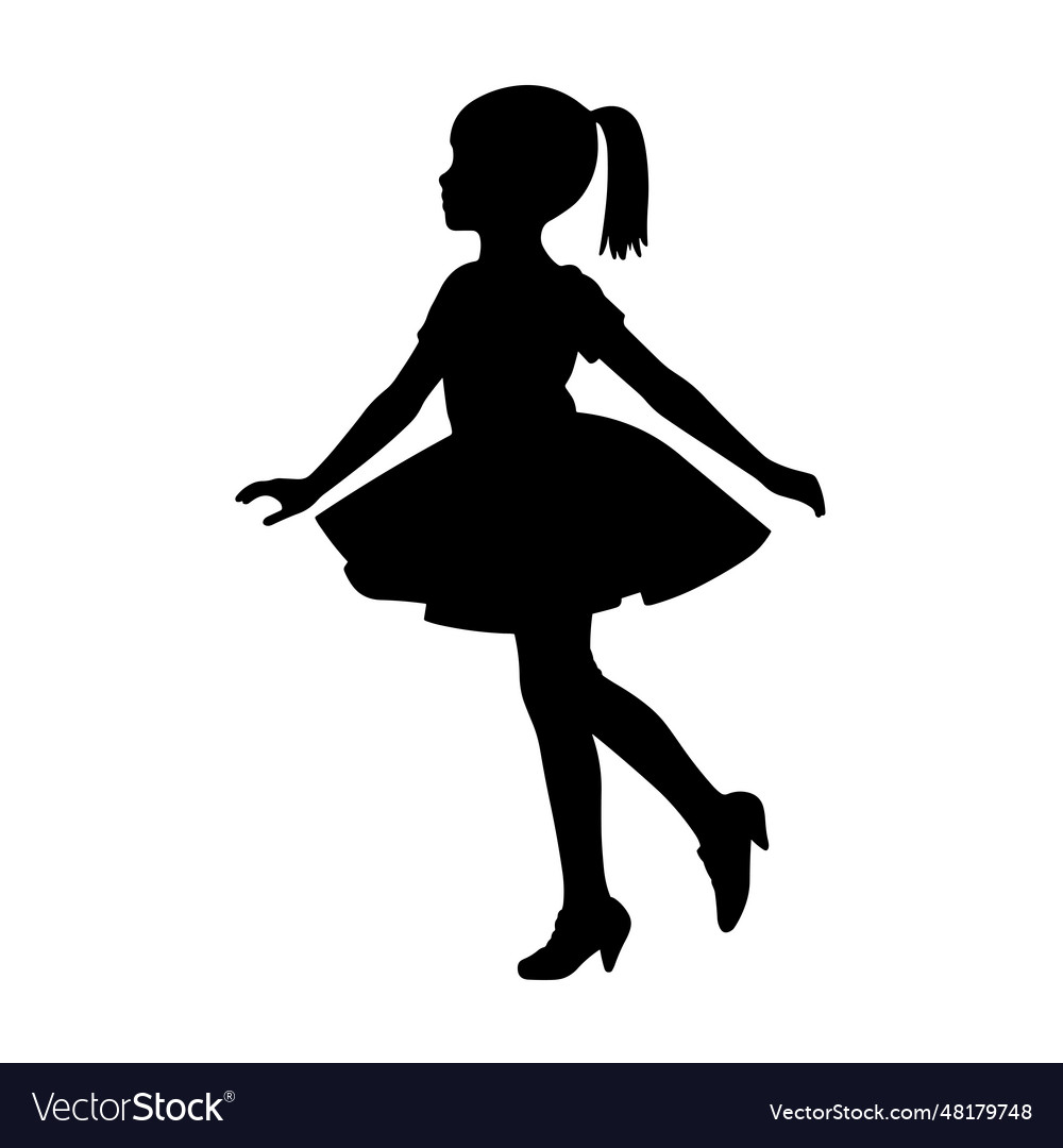 Kid girl dancing silhouette Royalty Free Vector Image